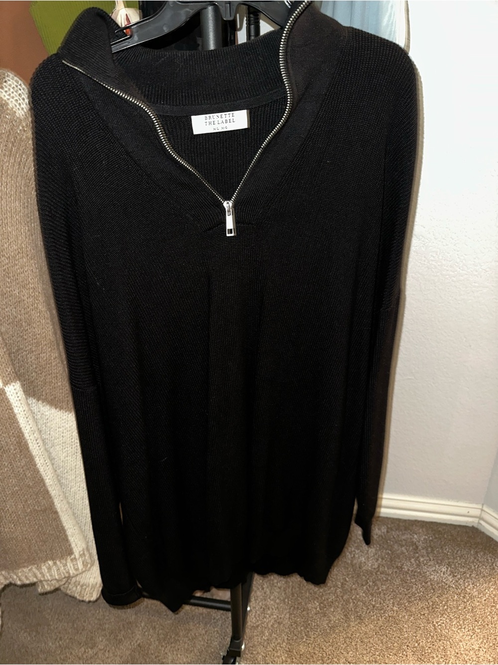 Brunette The Label Black Half-Zip Sweater